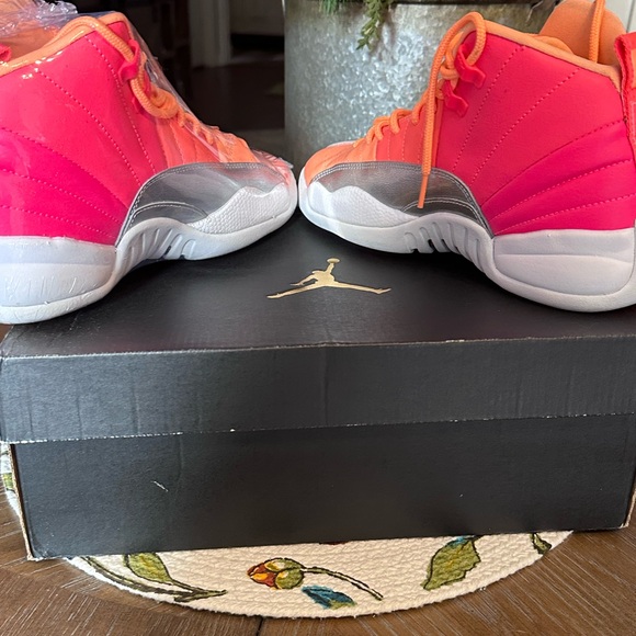 Nike Air Jordan 12 RETRO Pink and Orange Women's Sneakers with Silver Accents - Picture 11 of 15